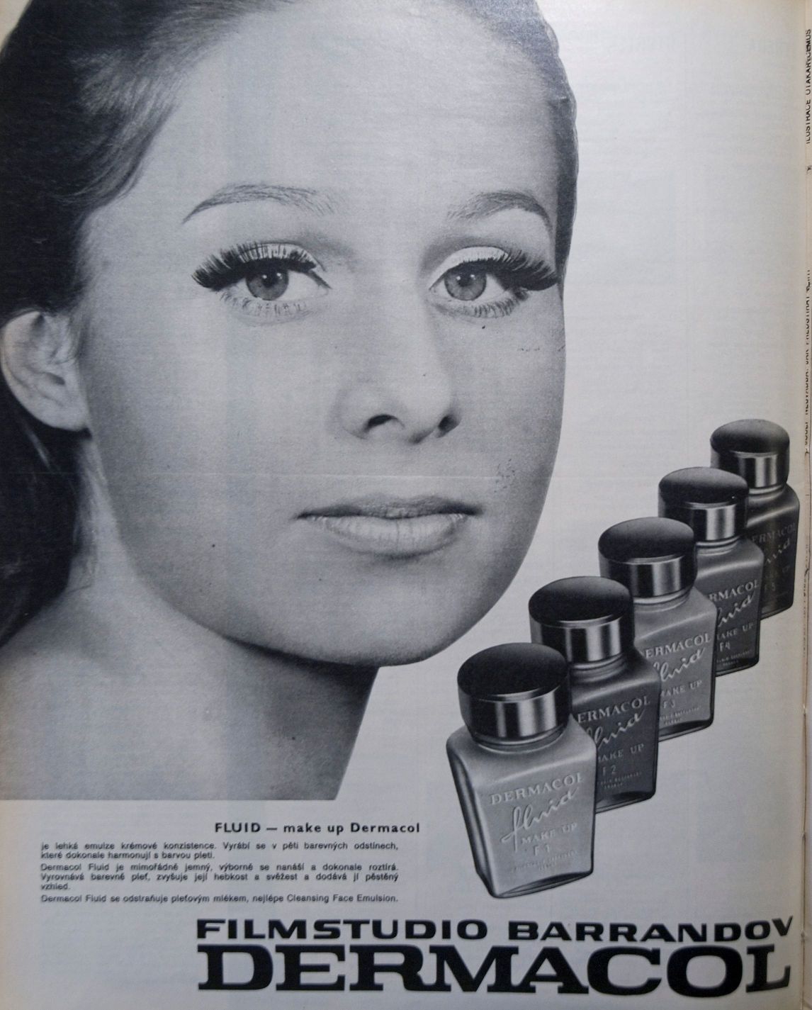 4 Reklama z roku 1972 na fluidní make up značky Dermacol tehdy se ještě líčidlo vyrábělo v Praze na Barrandově foto Dermacol repro zdarma
